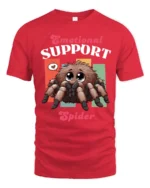 Cute Emotional Support Spider Fluffy Tarantula Graphic Tee - red t-shirt on white background