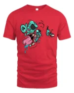 Scary Neon Melted Rodent Zombie Face Pop Art Soft Tshirt - red t-shirt on white background