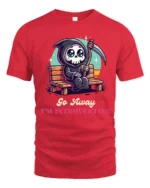 Cute Grim Reaper Go Away Im Introverting Graphic Tshirt - red t-shirt on white background