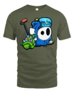 Creative Moniak Graffiti Character Roller Spray Graphic Tee - military green t-shirt on white background