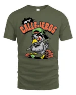 Aggressive Pigeon Baseball Bat Bets Callejeros Tshirt - military green t-shirt on white background