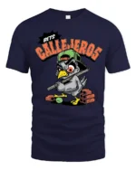 Aggressive Pigeon Baseball Bat Bets Callejeros Tshirt - navy t-shirt on white background