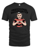 Professional Master Baiter Fishing Retro Comic Custom Tshirt - black t-shirt on white background