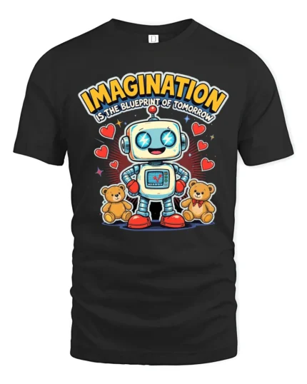 Inspiration Robot Blueprint Of Tomorrow Graphic Tshirt - black t-shirt on white background