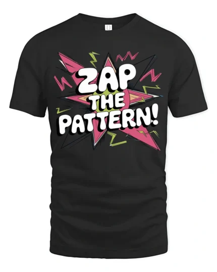 Pop Art Zap The Pattern Colorful Retro Explosion Graphic Tee - black t-shirt on white background