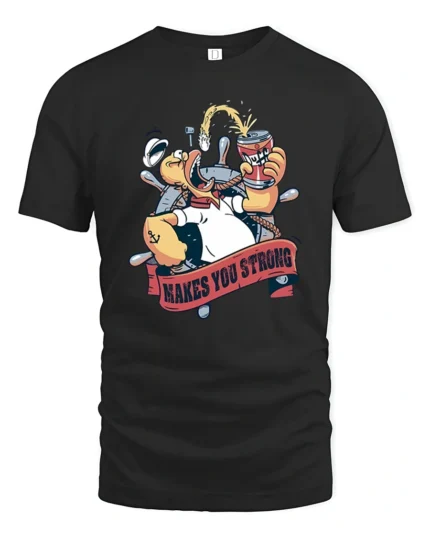 Sailors Legend Duff Ale Makes You Strong Retro Graphic Tee - black t-shirt on white background