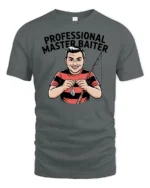 Professional Master Baiter Fishing Retro Comic Custom Tshirt - gray t-shirt on white background
