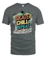 Vibrant Neon Skate Chill Repeat Pastel Gradient Tshirt - gray t-shirt on white background
