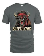 Furious Buffalo David Bowie Lightning Bolt Pirate Tshirt - gray t-shirt on white background