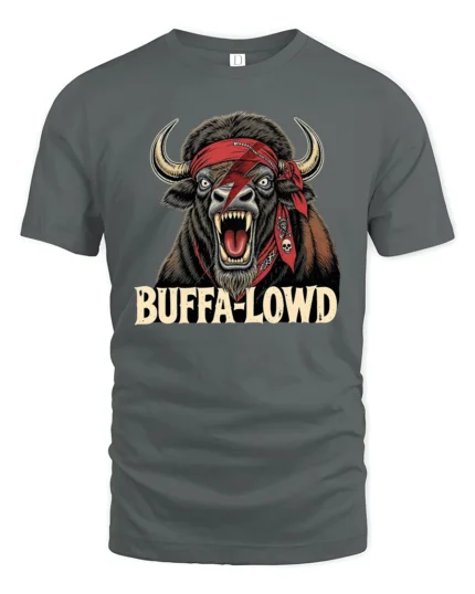 Furious Buffalo David Bowie Lightning Bolt Pirate Tshirt - gray t-shirt on white background