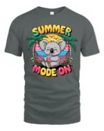 Happy Summer Mode On Koala Hammock Tropical Graphic Tee - gray t-shirt on white background