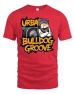 Urban Bulldog Groove Subwoofer Stereo Hip Hop Graphic Tee - red t-shirt on white background