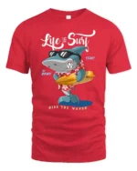 Cool Surfing Shark Hawaiian Shirt Sunglasses Graphic Tee - red t-shirt on white background