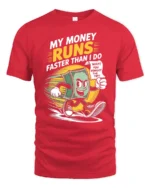 Funny Running Money Cash Forgot The Tip Retro Graphic Tee - red t-shirt on white background