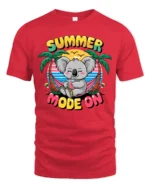 Happy Summer Mode On Koala Hammock Tropical Graphic Tee - red t-shirt on white background