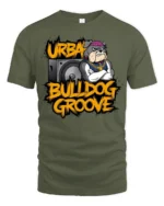 Urban Bulldog Groove Subwoofer Stereo Hip Hop Graphic Tee - military green t-shirt on white background