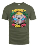 Happy Summer Mode On Koala Hammock Tropical Graphic Tee - military green t-shirt on white background