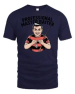 Professional Master Baiter Fishing Retro Comic Custom Tshirt - navy t-shirt on white background