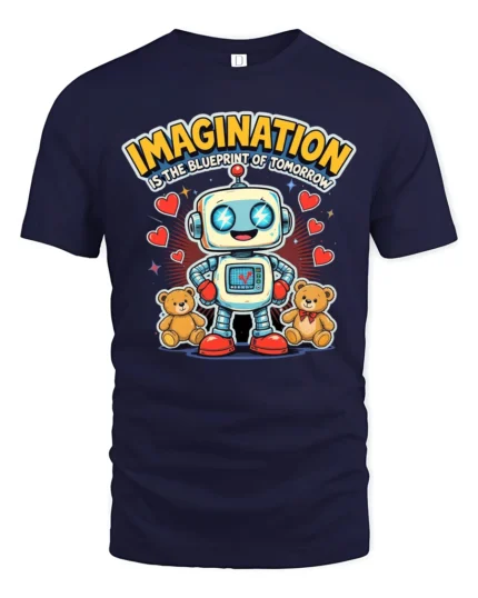 Inspiration Robot Blueprint Of Tomorrow Graphic Tshirt - navy t-shirt on white background