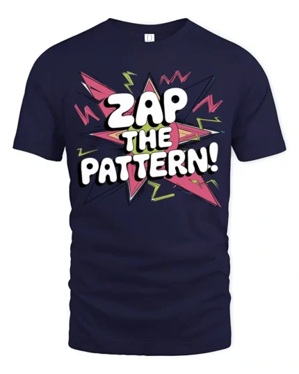 Pop Art Zap The Pattern Colorful Retro Explosion Graphic Tee - navy t-shirt on white background