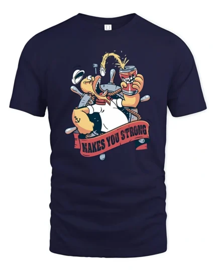 Sailors Legend Duff Ale Makes You Strong Retro Graphic Tee - navy t-shirt on white background