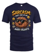 Sarcasm Just One Of My Many Talents Funny Brain Tshirt - navy t-shirt on white background