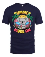 Happy Summer Mode On Koala Hammock Tropical Graphic Tee - navy t-shirt on white background