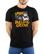 Urban Bulldog Groove Subwoofer Stereo Hip Hop Graphic Tee - model wearing black tee with hands behind back