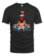 Peaceful Yogi Hidden Traveler Find Yourself Meditation Tshirt - black t-shirt on white background