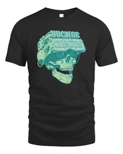 Cybernetic VR Skull Nuclear Circus Virtual Reality Tshirt - black t-shirt on white background