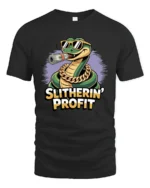 Hustling Snake With Gold Chain Slitherin Profit Graphic Tshirt - black t-shirt on white background