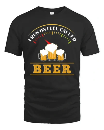 Fuel Gauge Beer Lover Funny Drinker Humor Graphic Tshirt - black t-shirt on white background