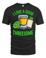 Tequila Shot Lime Salt Trio Party Time Funny Graphic Tshirt - black t-shirt on white background