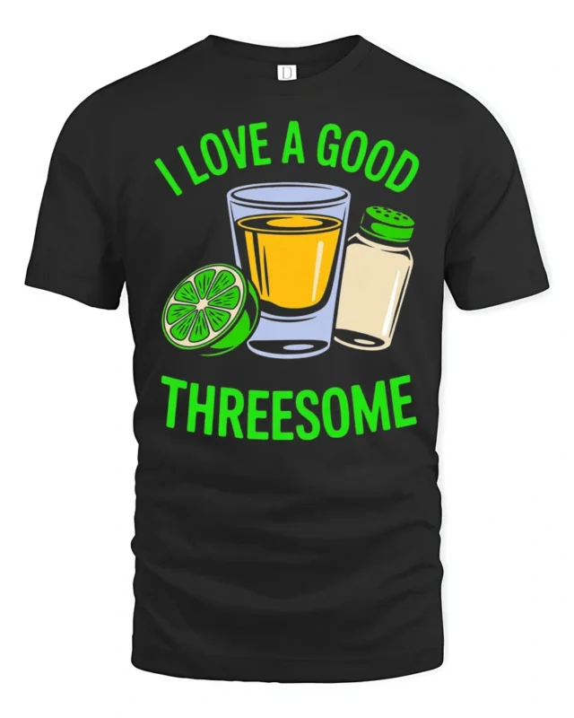 Tequila Shot Lime Salt Trio Party Time Funny Graphic Tshirt - black t-shirt on white background