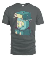 Cold Weather Winter Hat Cute Monster Luggage Graphic Tshirt - gray t-shirt on white background