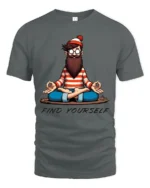 Peaceful Yogi Hidden Traveler Find Yourself Meditation Tshirt - gray t-shirt on white background