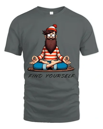 Peaceful Yogi Hidden Traveler Find Yourself Meditation Tshirt - gray t-shirt on white background