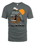Maritime Captain Inside Great Whale Ocean Adventure Tshirt - gray t-shirt on white background