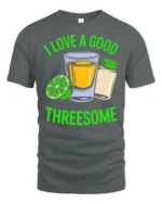 Tequila Shot Lime Salt Trio Party Time Funny Graphic Tshirt - gray t-shirt on white background