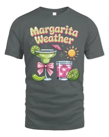 Refreshing Margarita Weather Summer Party Graphic Tshirt - gray t-shirt on white background