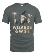 Magical Wizard WiFi Connection Funny Tech Geek Soft Tshirt - gray t-shirt on white background