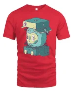 Cold Weather Winter Hat Cute Monster Luggage Graphic Tshirt - red t-shirt on white background