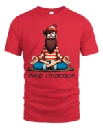 Peaceful Yogi Hidden Traveler Find Yourself Meditation Tshirt - red t-shirt on white background