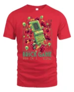 Retro 999 In 1 Brick Game Handheld Nostalgia Graphic Tshirt - red t-shirt on white background
