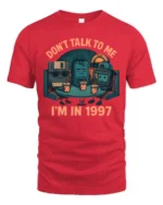 Retro 1997 Nostalgia Floppy Disk Diner Life Graphic Tshirt - red t-shirt on white background