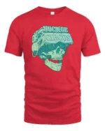 Cybernetic VR Skull Nuclear Circus Virtual Reality Tshirt - red t-shirt on white background