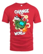 Gaming World Transformation Handheld Console Graphic Tshirt - red t-shirt on white background