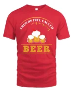 Fuel Gauge Beer Lover Funny Drinker Humor Graphic Tshirt - red t-shirt on white background