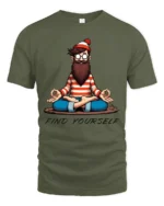 Peaceful Yogi Hidden Traveler Find Yourself Meditation Tshirt - military green t-shirt on white background