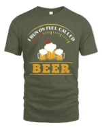 Fuel Gauge Beer Lover Funny Drinker Humor Graphic Tshirt - military green t-shirt on white background